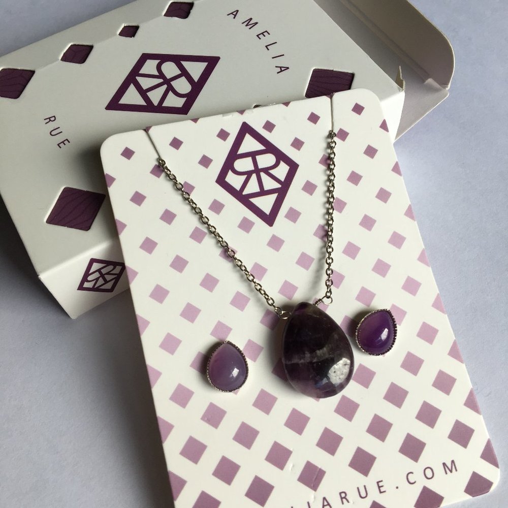 Amethyst earrings and necklace